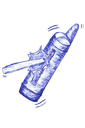 hand draw sketch of kentongan, traditional allert toolsの写真素材