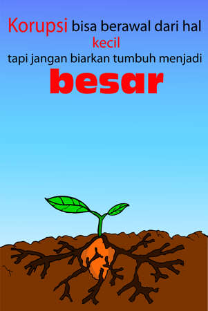 Corruption Poster in Indonesia Languangeのイラスト素材