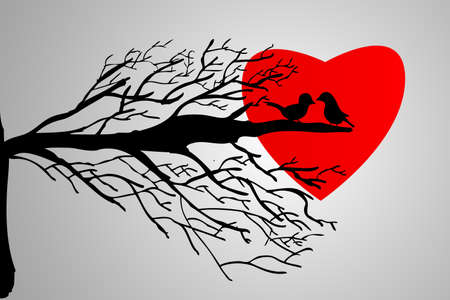 hand draw sketch, silhouette Birds at Branchの写真素材