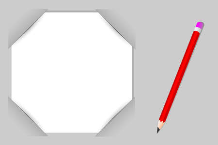 vector simple Template Frame with pencilのイラスト素材