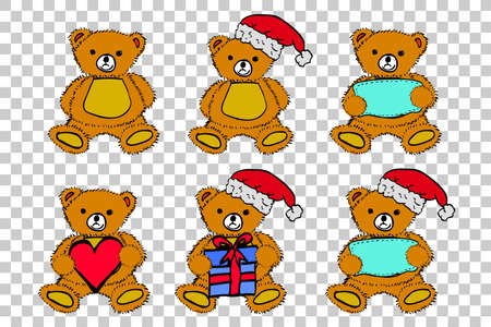 set of Teddy Bear at transparent effect backgroundのイラスト素材