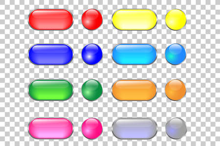 Glossy Round and Oval Button at transparent effect background