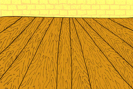 Wooden Floor and Brick Wallの写真素材