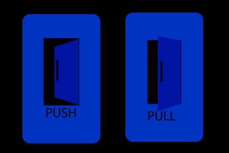 Push and Pull Sign at Black Background