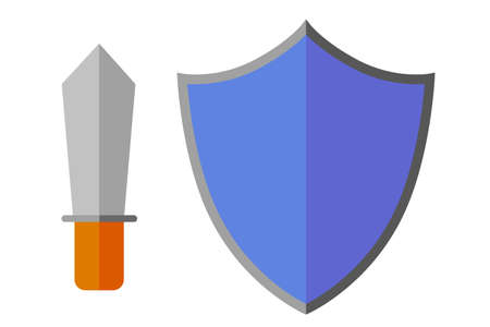 Flat icon Sword and Shield, Illustration for Protectionの写真素材