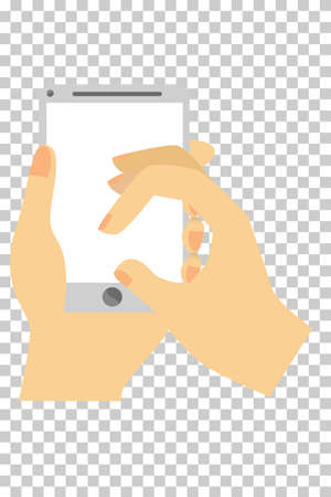 Hand Holding White Gadget, at Transparent Effect Backgroundの写真素材