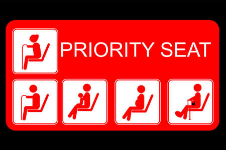 Sign of Priority Seat, at Black Backgroundの写真素材