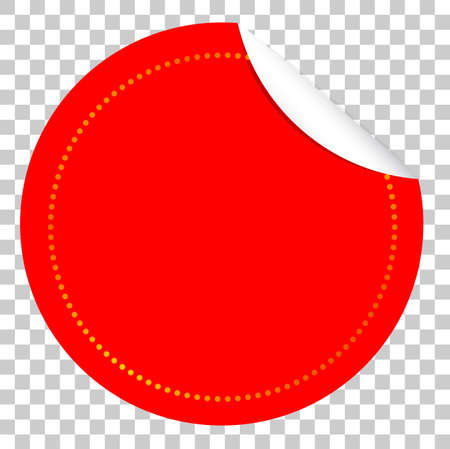 Circle Red Tag with Curl Effect and white List, at transparent effect backgroundの写真素材