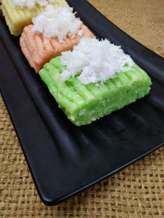 Getuk, Indonesia Traditional Snack Food, made from Steamed Cassava and grated coconut for Toppingの写真素材