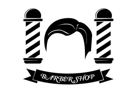 Barber Shop Sign, Isolated on Whiteの写真素材