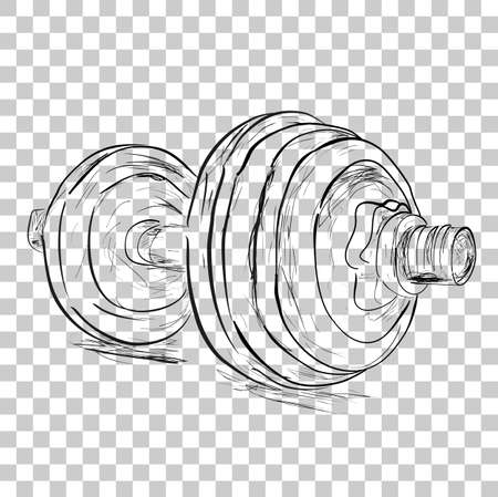Simple Sketch of dumbbell, at Transparent Effect Backgroundの写真素材
