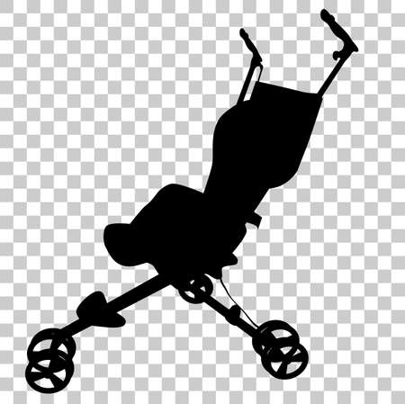 simple silhouette of baby stroller, at transparent effect backgroundの写真素材