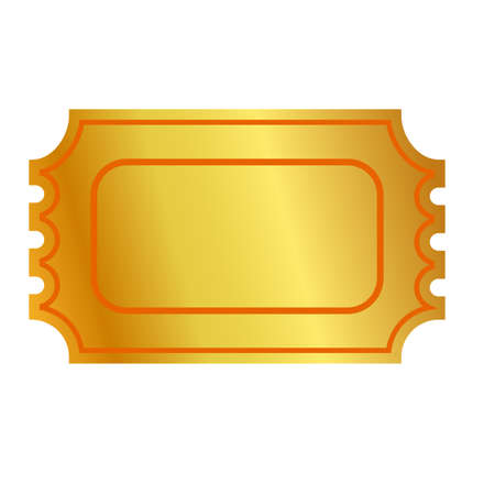 golden ticket or coupon, isolated on white