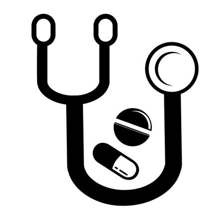 Vector Simple Icon of Stethoscope pill and capsuleの写真素材