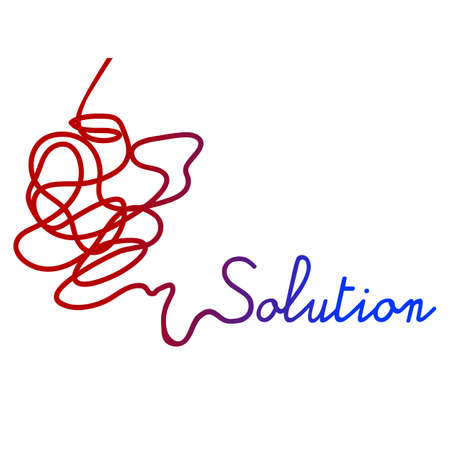 Vector Simple illustration for complicated and tangled way to finding the solution
