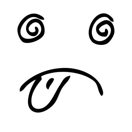 Vector simple Hand Draw Sketch confused face or anxious, isolated on white&#xA;の写真素材