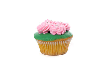 1 small Cup Cake on white background for your birthday greeting element designの写真素材