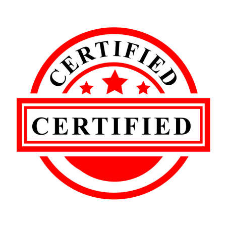 Vector Red and Black rubber stamp, Certified, isolated on white&#xA;の写真素材