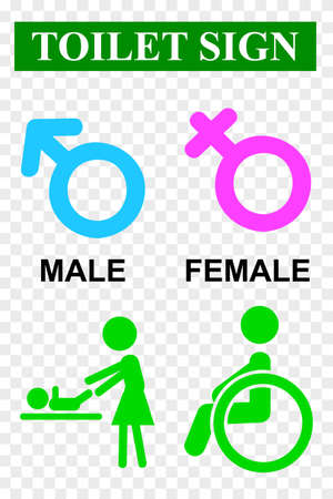 Vector, Icon Style, Toilet Sign for Male, Female, handicap and baby at transparent effect background&#xA;の写真素材