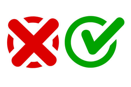 Vector Sign Icon Style Green Thick line true and Red false, at white background&#xA;の写真素材