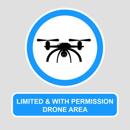 Vector sign, Limited and with permission Drone Area at gray background&#xA;の写真素材