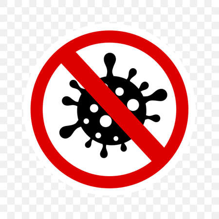 Cutting Sticker, Vector Circle Warning, Prohibited Sign, Virus, including Covid-19, at transparent effect background&#xA;の写真素材