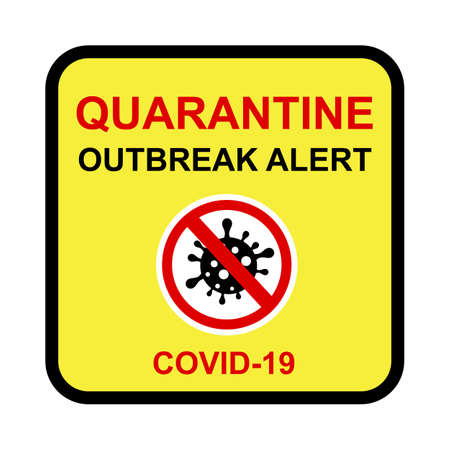 Cutting Sticker, Vector 4 different style Sign Caution Warning, Quarantine Outbreak Alert, Covid-19の写真素材