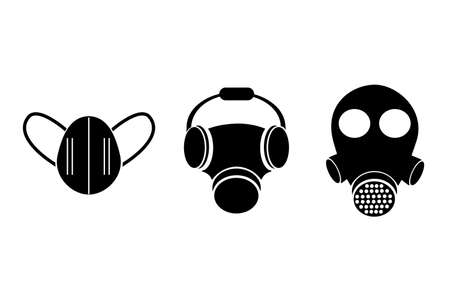 Vector 3 Silhouette Model of Pollution Mask&#xA;のイラスト素材