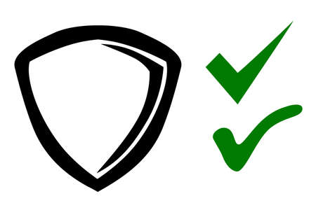 Shield or protection true and false symbol, Simple Vector Doodle hand draw sketch&#xA;のイラスト素材