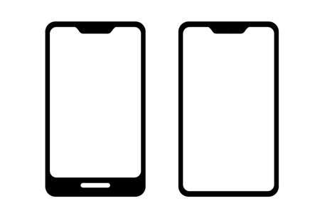 2 Vector Outline and Silhouette Icon, Smartphone&#xA;のイラスト素材