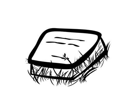 Vector Doodle Hand Draw Sketch, Islma Marble Grave and grass, Isolated on Whiteのイラスト素材