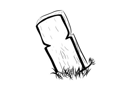 Vector Doodle Hand Draw Sketch, Islma Wooden Grave and grass, Isolated on White&#xA;のイラスト素材