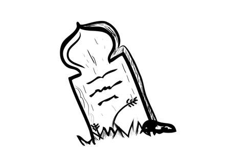 Vector Doodle Hand Draw Sketch, Islma Wooden Grave and grass, Isolated on White&#xA;のイラスト素材