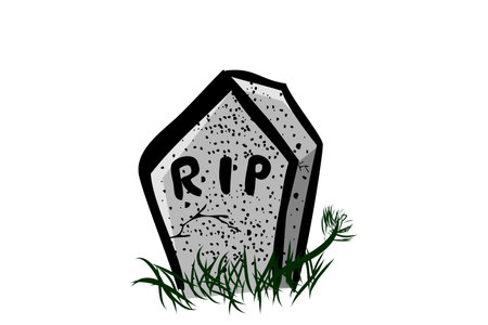 Vector Doodle Hand Draw Sketch, Christian Stone Grave and grass, Isolated on White&#xA;のイラスト素材