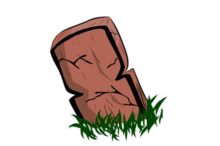 Vector Doodle Hand Draw Sketch, Islma Wooden Grave and grass, Isolated on White&#xA;のイラスト素材