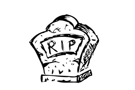 Vector Doodle Hand Draw Sketch, Christian Stone Grave and grass, Isolated on White&#xA;のイラスト素材