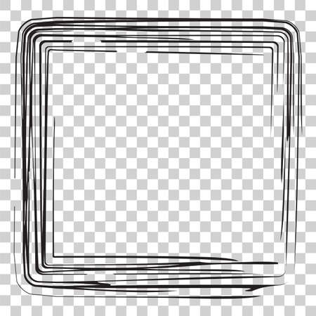 Hand Draw Sketch Square Frame from Multiple Black thick mark for your element design, at transparent effect backgroundのイラスト素材