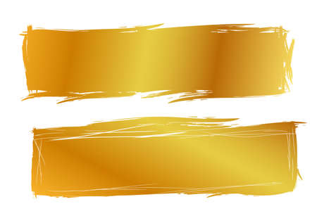 2 Hand Draw streak Sketch Golden Rectangle Frame for your element design, isolated on whiteのイラスト素材