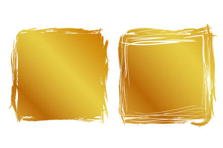 2 Hand Draw streak Sketch Golden Square Frame for your element design, isolated on white&#xA;のイラスト素材