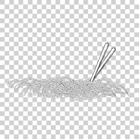 Vector Hand Draw Sketch, Noodle and Chopstick &#xA;のイラスト素材