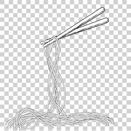 Vector Hand Draw Sketch, Noodle and Chopstick &#xA;のイラスト素材