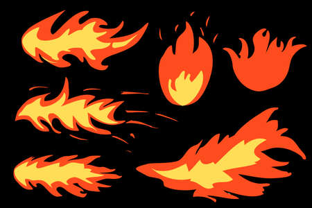 6 Style Vector Fire or flammable sign, at black background
のイラスト素材