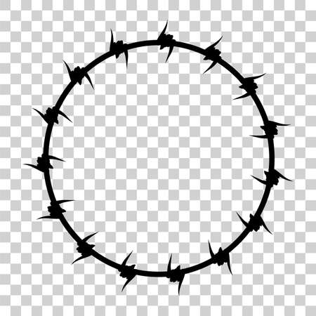 Vector Frame Silhouette Barbed Wire, Circle Shape, at transparent effect background&#xA;のイラスト素材