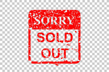 Red Rusty Vector Rubber Stamp, Sorry Sold Out, Isolated on White&#xA;のイラスト素材