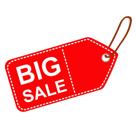 Red Rectangle Blank Tag with Big Sale text, White dash outline
のイラスト素材