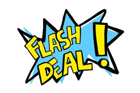 Hand Draw Sketch Announcement, Flash Sale, Blue and Yellow Isolated on White&#xA;のイラスト素材
