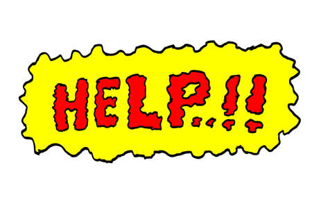 Hand Draw Sketch Asking for Help Red and Yellow Isolated on White&#xA;のイラスト素材