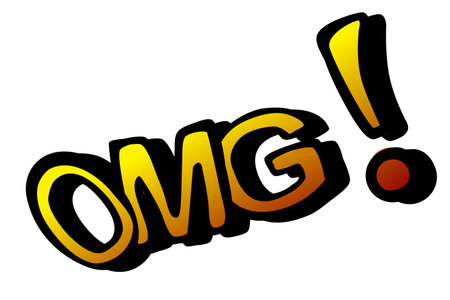 Surprise Cartoon Expression, OMG, Oh My God, Gradient Yellow, Black Outline, Isolated on white&#xA;のイラスト素材