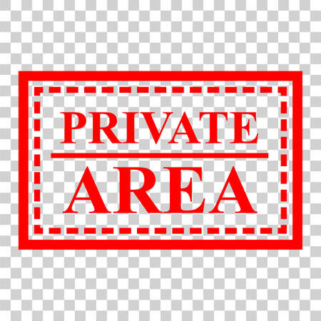 Simple Vector Red Rectangle Rubber Stamp, Private Area, at Transparent Effect Backgroundのイラスト素材