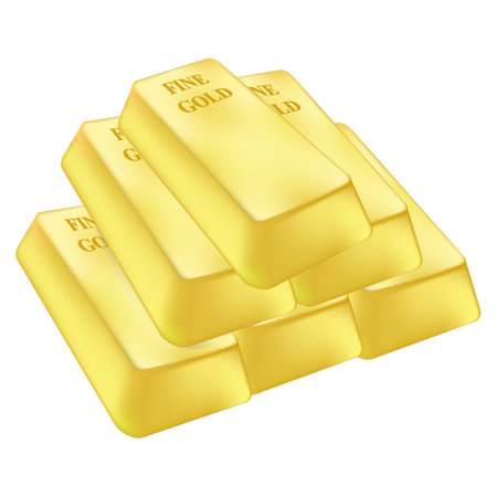 Vector 6 fine gold Bar, Isolated on Whiteのイラスト素材